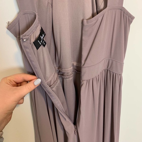 Lulus Womens Lulus Air of Romance Taupe Maxi Dress Medium Bridesmaid - Picture 10 of 16